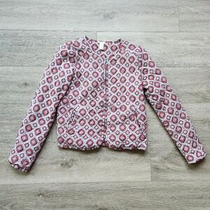 Forever 21 Red Cotton Jacket Coat Womens Medium Quilted Diamond Pattern